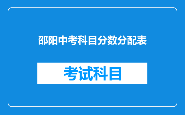 邵阳中考科目分数分配表