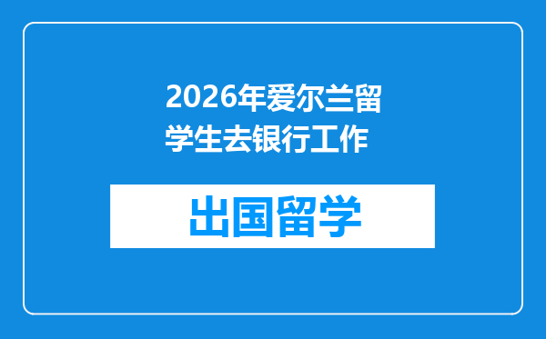 2026年爱尔兰留学生去银行工作